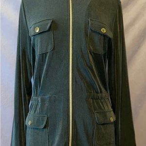 🍀 New! Chico's Travelers Green Classic Utility Jacket. Size 2, Large, 12/14